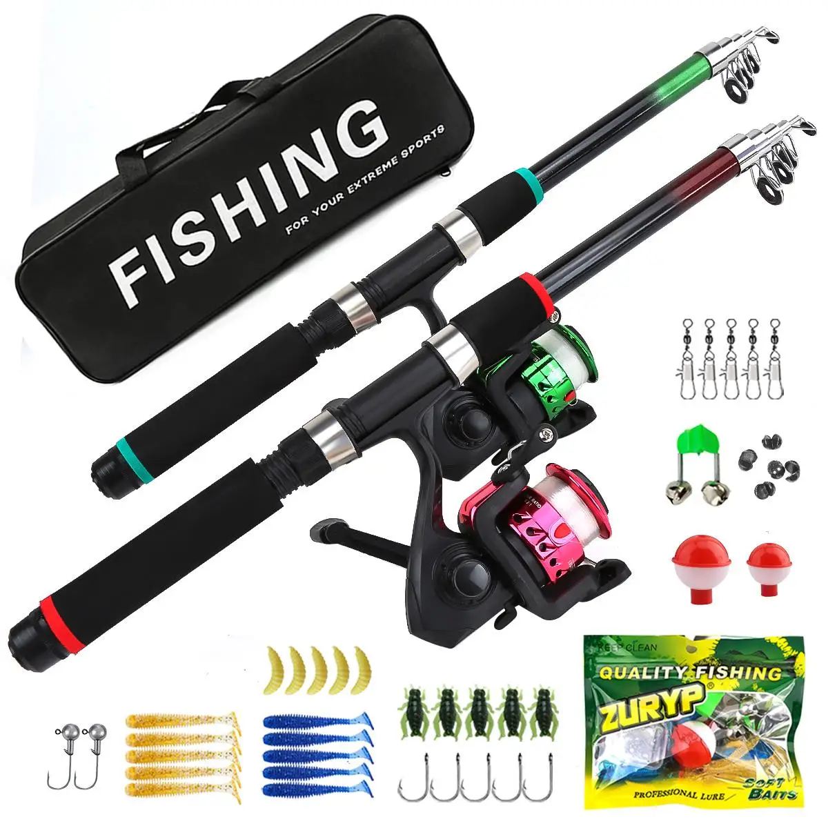 Fishing Rod Combo - Комбинированный телескопический рыболовный набор 2-в-1: удилище